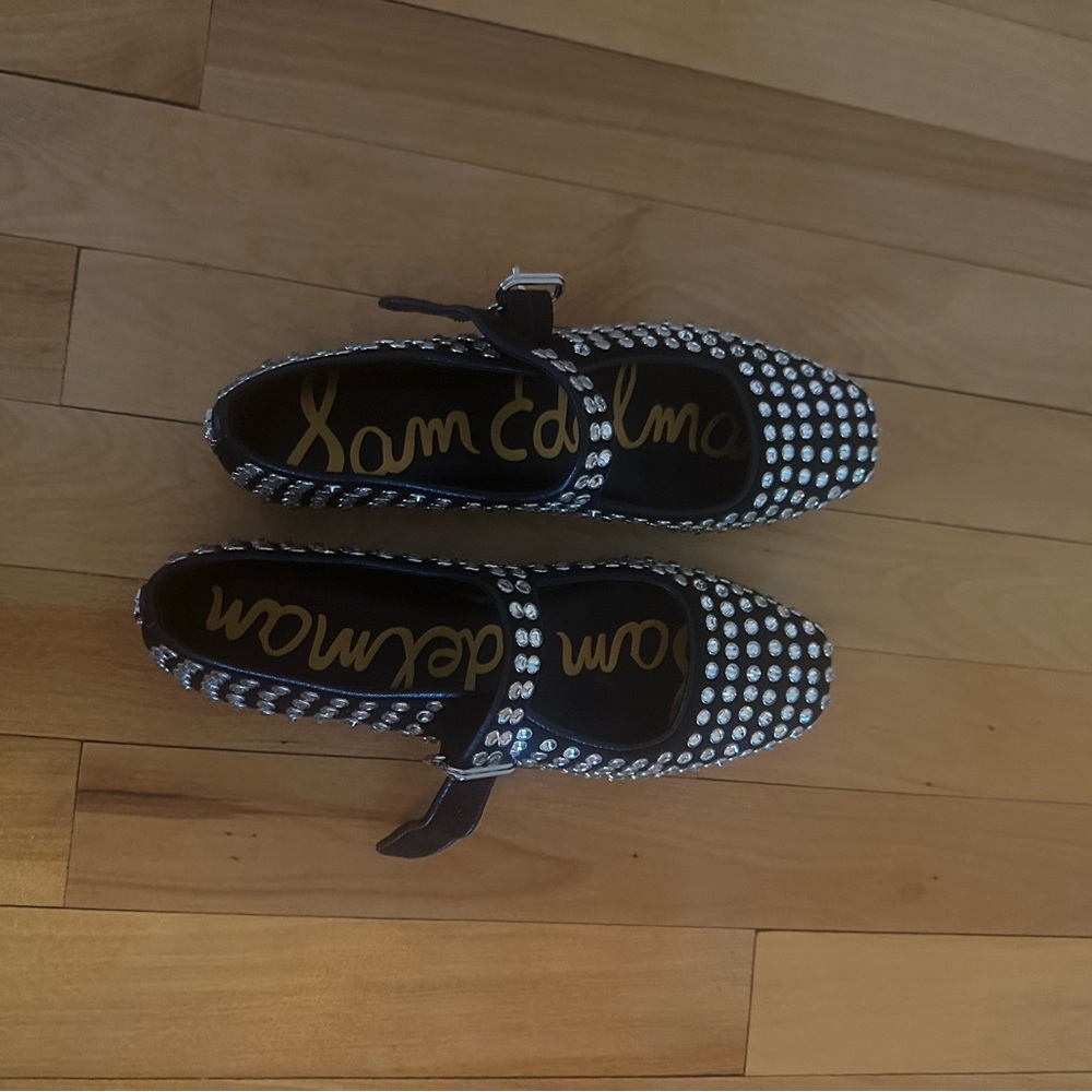 Sam Edelman Black and White Rhinestone Polka Dot Flats